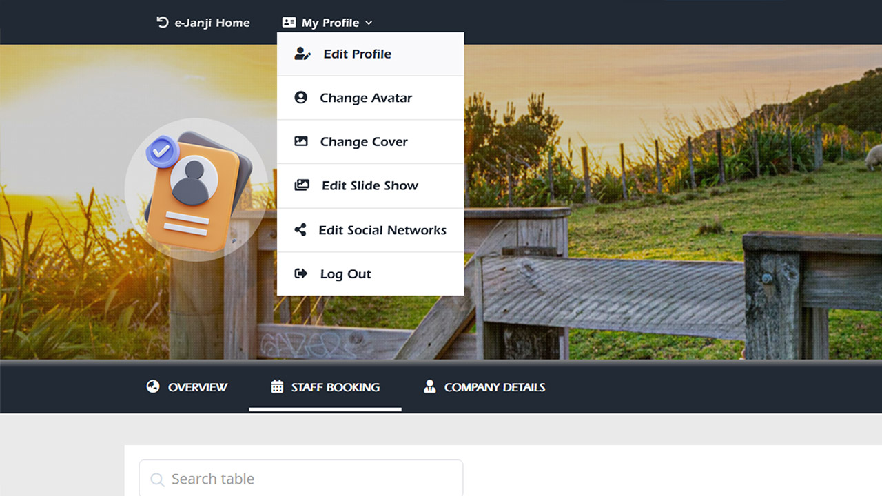 Profile menu